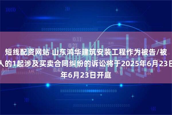 短线配资网站 山东鸿华建筑安装工程作为被告/被上诉人的1起涉及买卖合同纠纷的诉讼将于2025年6月23日开庭